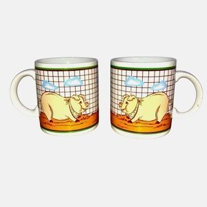 VTG Interpur Pig Coffee Mugs Set of 2 Farmhouse Cottagecore Farm Life